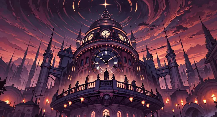 beautiful, elegant, confident, ("the Liminal Sanctuary, Flickering":1.2), (masterpiece), (best_quality), (illustration), anime movie background, official art, diverse location design, a (aggressive Clockpunk:1.3)St Helenian Jupiter's atmosphere[, trending on artstation::0.4], fisheye lens, absurdres <lora:EnvyElegance:1>