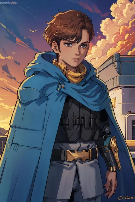 beautiful, masterpiece, best quality, beautiful,
<lora:zs_Takuma:1> takumamt2, cape, brown hair, armor, cowboy shot
