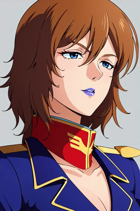 red collar and blue jacket,Blue military uniform,pantyhose, a uniform with gold trims and a collar,shirt,belt,
<lora:Rezin_Schneider_0093-KK77-V1:0.7>,jewelry,collarbone,
Brown hair, Blue eyes,short hair,lipstick, makeup,
1 girl, 20yo,Young female,Beautiful Finger,Beautiful long legs,Beautiful body,Beautiful Nose,Beautiful character design, perfect eyes, perfect face,expressive eyes, looking at viewer, in the center of the image,(light_smile:0.5), official art,extremely detailed CG unity 8k wallpaper, perfect lighting,Colorful, Bright_Front_face_Lighting,shiny skin, (masterpiece:1.0),(best_quality:1.0), ultra high res,4K,ultra-detailed, photography, 8K, HDR, highres, absurdres:1.2, Kodak portra 400, film grain, blurry background, bokeh:1.2, lens flare, (vibrant_color:1.2) (Beautiful,large_Breasts:1.0), (beautiful_face:1.5),(narrow_waist)