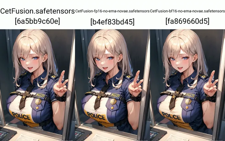 masterpiece, best quality, ultra-detailed, glistening shiny, glowing light, ray tracing, HDR, deph of field, (perfect face, detailed face, detailed eyes,perfect hands,perfect fingers), 8k,HD,ultra realistic face,ray tracing,perfect lighting,best quality, ultra-detailed, shiny eyes, (looking at viewer,open mouth smile:1.1), ((1girl)), (mature female:1.4), thicc,
1 girl,solo, upper body, (police uniform), (jail), closed eyes, laugh, (lattice)