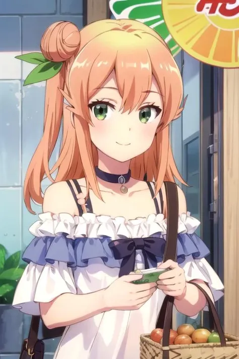 (((pixel-perfect, detail-perfect))), solo, 1girl, <lora:mikan-machimazo-01:0.8>, mikan hinatsuki, off shoulder, choker, upper body, looking at viewer, smile,