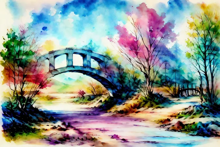 EdobAquarel painting river and small stone bridge (((masterpiece))) <lora:EdobAquarel_v1.0:1.0>