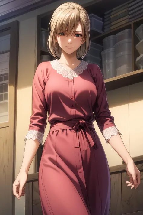 (RAW photo, best quality), masterpiece, an extremely delicate and beautiful, extremely detailed, 2k wallpaper, Amazing, finely detail, extremely detailed CG unity 8k wallpaper, ultra-detailed, highres, soft light, beautiful detailed girl, extremely detailed eyes and face, beautiful detailed nose, beautiful detailed eyes, cinematic lighting, perfect anatomy, beautiful body, hi-res, best quality, masterpiece, 1girl, solo, long hair, blue eyes, blonde hair, ponytail, nishiki_ikumatsu, casual dress, smile, outdoor