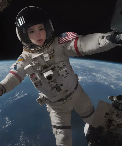 1girl, (photographic:1.3), (RAW photo:1.3), (ultra wide lens:1.3), (far shot:1.3), (selfie shot:1.3), ((koh_amberheard)), (an astronaut taking selfie floating on space:1.4), soldier, spacesuit, rifle, fighting, war, battle, (helmet on:1.3), (infinite space behind her:1.3), (no gravity:1.1), soft lighting, film grain, Fujifilm XT3, dslr, masterpiece, best quality, realistic, high-quality, realistic works, ultra-high details, 8k uhd, real skin materials, <lora:add_detail:1>, <lora:LowRA:0.5>, astra militarum, imperial guard, wh40k, <lyco:whsororitas_v4:.3>, <lyco:ww1ger_v0.1:.7>, blue spacesuit, armor, detailed eyes, sharp focus, <lyco:Saint Celestine MK1 by CARAXES:.5>