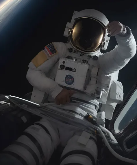 1girl, (photographic:1.3), (RAW photo:1.3), (ultra wide lens:1.3), (far shot:1.3), (selfie shot:1.3), ((2ual1pa)), (an astronaut taking selfie floating on space:1.4), soldier, spacesuit, rifle, fighting, war, battle, (helmet on:1.3), (infinite space behind her:1.3), (no gravity:1.1), soft lighting, film grain, Fujifilm XT3, dslr, masterpiece, best quality, realistic, high-quality, realistic works, ultra-high details, 8k uhd, real skin materials, <lora:add_detail:1>, <lora:LowRA:0.5>, astra militarum, imperial guard, wh40k, <lyco:whsororitas_v4:.3>, <lyco:ww1ger_v0.1:.7>, grey spacesuit, armor, detailed eyes, sharp focus, <lyco:Saint Celestine MK1 by CARAXES:.5>