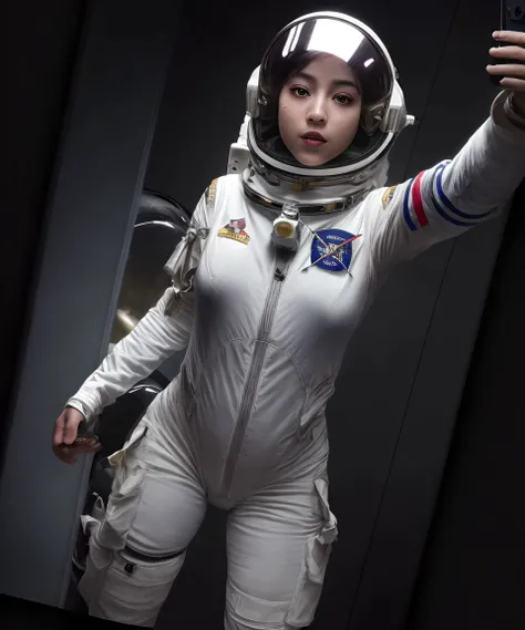 1girl, (photographic:1.3), (RAW photo:1.3), (ultra wide lens:1.3), (far shot:1.3), (selfie shot:1.3), ((blkblsm)), (an astronaut taking selfie floating on space:1.4), soldier, spacesuit, rifle, fighting, war, battle, (helmet on:1.3), (infinite space behind her:1.3), (no gravity:1.1), soft lighting, film grain, Fujifilm XT3, dslr, masterpiece, best quality, realistic, high-quality, realistic works, ultra-high details, 8k uhd, real skin materials, <lora:add_detail:1>, <lora:LowRA:0.5>, astra militarum, imperial guard, wh40k, <lyco:whsororitas_v4:.3>, <lyco:ww1ger_v0.1:.7>, white spacesuit, armor, detailed eyes, sharp focus, <lyco:Saint Celestine MK1 by CARAXES:.5>