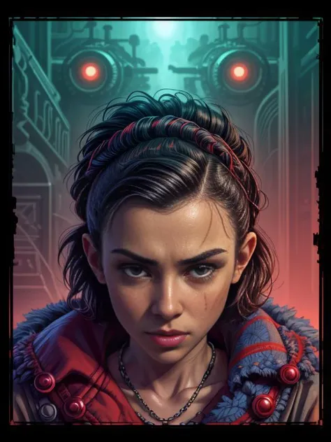 cinematic movie Poster from the  Epic hydropunk adaptation of  Stranger Things Movie directed by sofia coppola,
Dolly Castro, 
A place with everything made of wood with a little old paint peeling off and lots of ingrown tribal details,
 <lora:LORA-XenoDetailer-v3A:1>