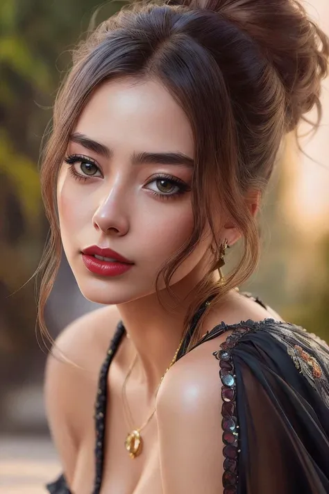 photo of (n3slih4n:0.99), a woman in the cover of a fashion magazine, (magazine cover:1.3), modelshoot style, (extremely detailed CG unity 8k wallpaper), photo of the most beautiful artwork in the world, professional majestic oil painting by Ed Blinkey, Atey Ghailan, Studio Ghibli, by Jeremy Mann, Greg Manchess, Antonio Moro, trending on ArtStation, trending on CGSociety, Intricate, High Detail, Sharp focus, dramatic, photorealistic painting art by midjourney and greg rutkowski, (wearing a sexy dress with cleavage:1.2), (looking at viewer), (detailed pupils:1.3), (modern outfit:1.2), (closeup), red lips, (eye shadow), (magazine print), (magazine text), (magazine title:1.1)