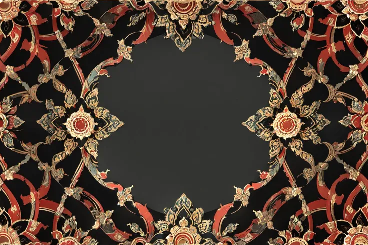 (best quality:1.2),linevichit designs,intricate pattern detailed,((linevichit pattern)),((linekanok background)),(red and black theme),linekanok background paint,a gold and black circular design with swirls
<lora:linevichit3-000006:1.25>