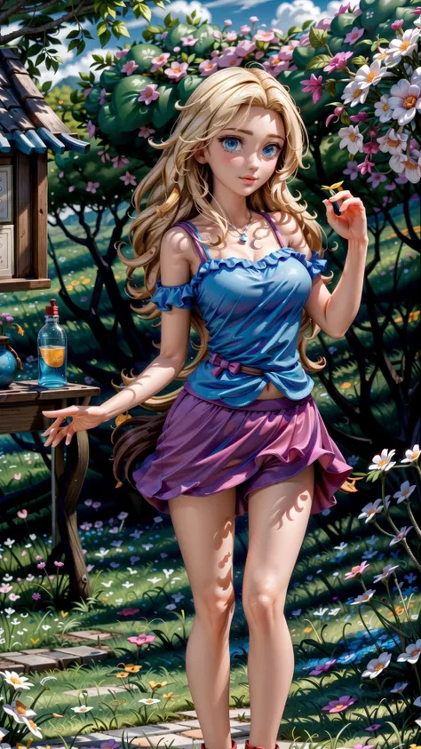 top quality, high_resolution, distinct_image, detailed background, girl, flower, garden, starry sky,