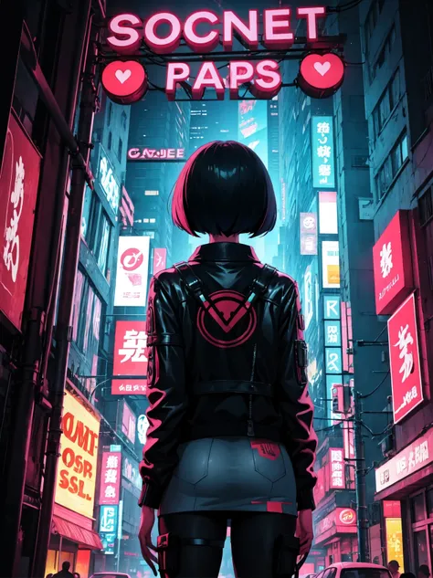 science fiction,1girl,bob cut,from behind,hologram,ghost in the shell,cyberpunk,neon lights,(cyberpunk:1.2), <lora:cyberpunk-v1.5-nai-9ep-resize:0.8>