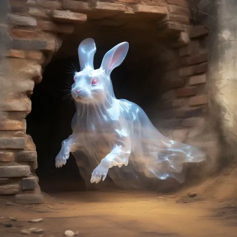 a (translucent ghost rabbit:1.4) running in a hole,
8k, high quality, surreal,
<lora:Aether_Ghost_v1.1_LoRA:0.95>