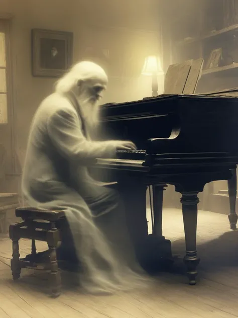ghost of an old man at the piano, <lora:Aether_Ghost_v1_LoRA:0.8>