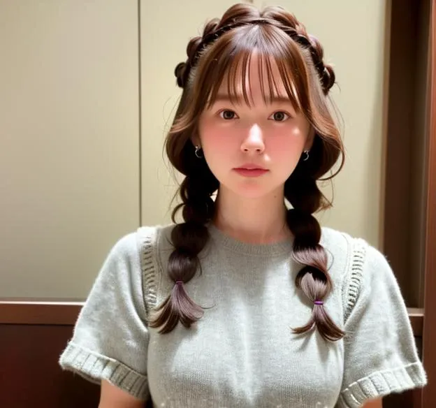 (((1 girl))), (8k, best quality, masterpiece:1.2),(upper body 1:2) (realistic, photorealistic, photo-realistic:1.37), ultra-detailed, beautiful detailed eyes, beautiful detailed nose, (((balanced eyes))), ((upper body 1:2)),((big breasts)), (((sweater))), natural skin texture, 24mm, 4k textures, soft cinematic light, adobe lightroom, photolab, hdr, intricate, elegant, highly detailed, sharp focus, ((((cinematic look)))), soothing tones, insane details, intricate details, hyperdetailed, low contrast, soft cinematic light, dim colors, exposure blend, hdr, faded, slate atmosphere, <lora:SU:0.9>, (((vest))), (((braid))), (((t-shirt)))