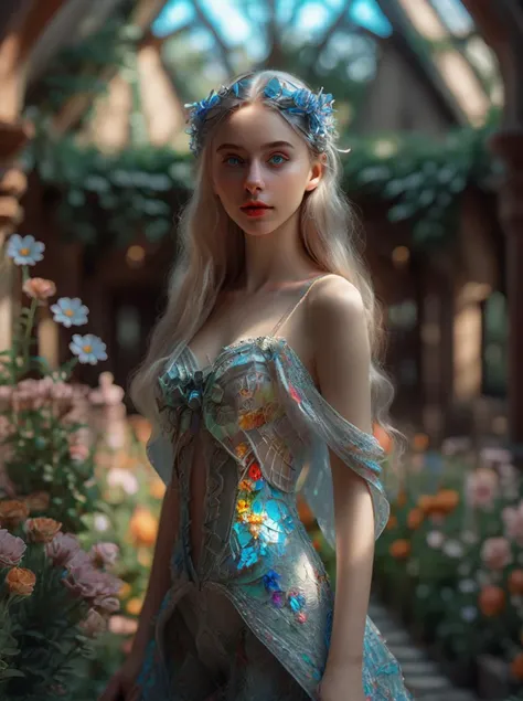 1girl colorful garden ,<lora:RPGAngelsXL:0.8> ,full body,detailed blue eyes,see-through, best quality, masterpiece, highres, absurdres, incredibly absurdres, huge filesize, wallpaper, colorful,8K,RAW photo