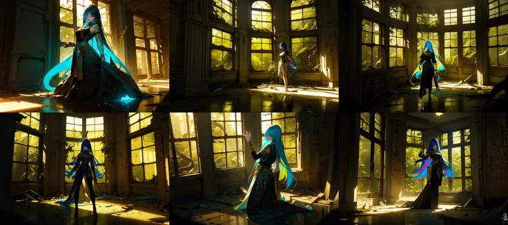 (otherworldly, otherworldly atmosphere, otherworldly appearance), highly insanely detailed, masterpiece, top quality, best quality, highres, 4k, 8k, RAW photo, ((ancient egyptian theme:1.2)), 
(mystical theme), mystical gatmosphere, arcane sanctuaries, otherwordly aura, 
(long_hair, long hair, random colors hair, glowing hair, hair over one eye, long messy hair), 
(eyelashes, eyeliner, eyeshadow, eyelashes, long eyelashes), 
collar, earrings, jewelry, necklace, armlet, 
tentacle, (underwater), nsfw, 
Homestay, Resort, Guest House, 
building, structure, still life, swirling energy, 
action pose, 
drunk, closed eyes, 
abandoned building, shopping mall, overgrown with vegetation, [volumetric fog], cinematic lighting, colorful, 
solo, 1girl, Maya Hotel, abandoned room, big windows, forest over the window, 
<lora:Maya_Hotel:0.7>, (fantasy world)