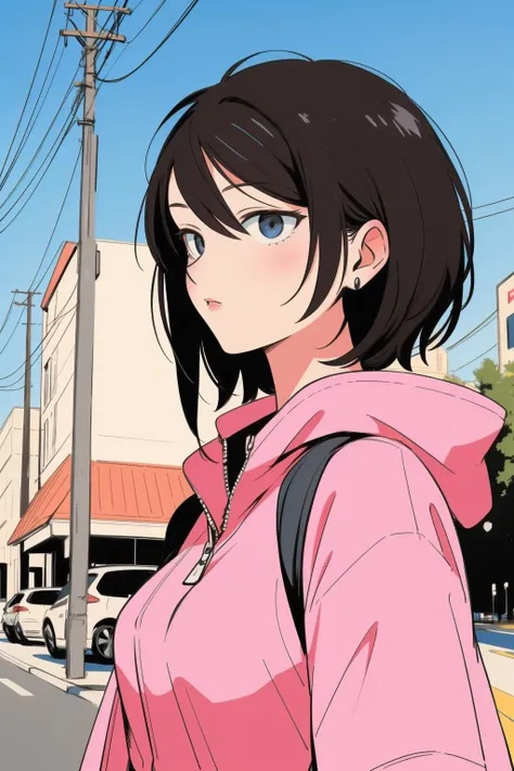 1girl, (stylized by Elly Smallwood:0.9) and (Alex Maleev:1.3) , [gorgeous Anime, Cyberpunk Art, stylized, long shot of a Atmospheric Emotionally Charged ("Reckless Racer":1.3) , background is Enticing city street, crowded flowers and flora, Clear skies, in focus, Anime screencap, Hopeless, award winning, dramatic lighting, F/8, Kodak Ektar, Double Exposure, poster art, Concept Art World, adobe lightroom::14]