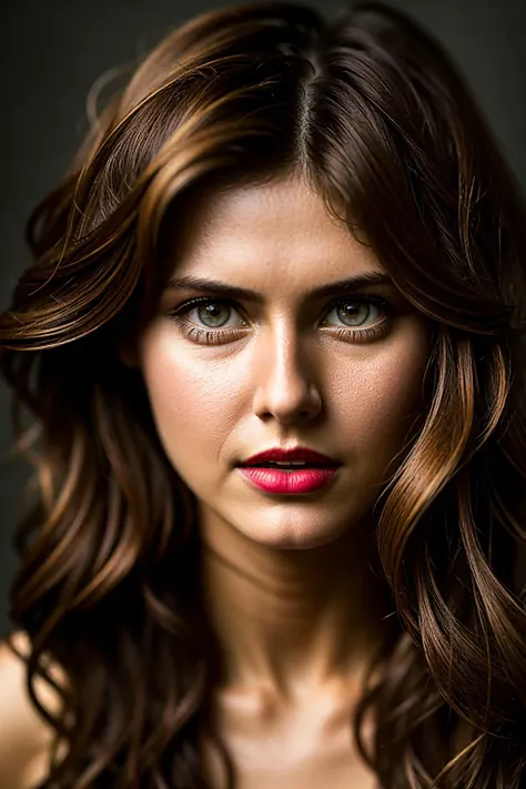 analog style, modelshoot style, portrait of sks woman wearing a group of humans living in a world where they can teleport, bold, dark colours,<lyco:alexandraDaddario_v10:1.3><lora:epiNoiseoffset_v2Pynoise:1.0>