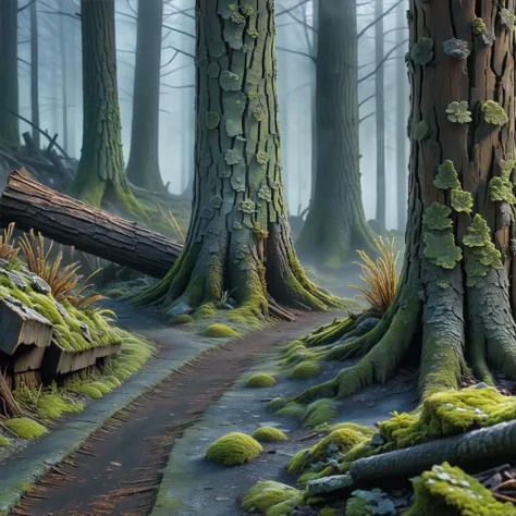 <lora:sdxl-tree-bark-texture:0.25> <lora:sdxl-microverse:0.9> microverse of Silent Hill township made of treebark with rising fog, deep shadows, urban decay, lichen, fungus, beautiful, crisp, detailed, ultra detailed, intricate minute details, complex detail, incredibly detailed, microscopic photo, photorealism, smooth, sharp focus, high resolution, detailed, 8k, HDR, sharp focus, RAW color photo