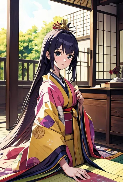 (masterpiece, best quality), 1girl, < <lora:Juunihitoe:0.8> juunihitoe