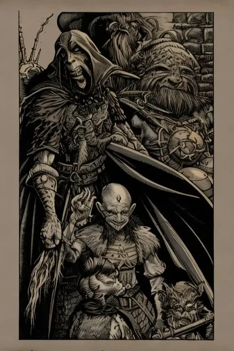fantasy illustration, fantasyclassicscolour, wizard goblin <lora:FantasyClassics:0.9>