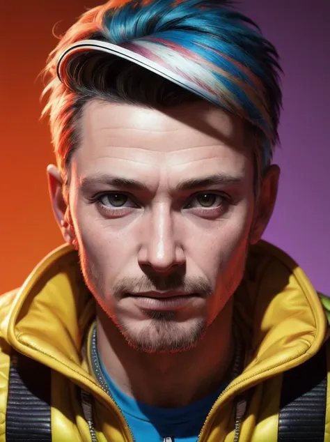 male, realistic photograph by david bailey, 4k, vibrant colour scheme, award winning, getty images, ultra detailed, hyper focal, bokeh,, art by jamie hewlett and by simon bisley and by moebius, RAW photo, hyper detailed, ultrafine detailed,