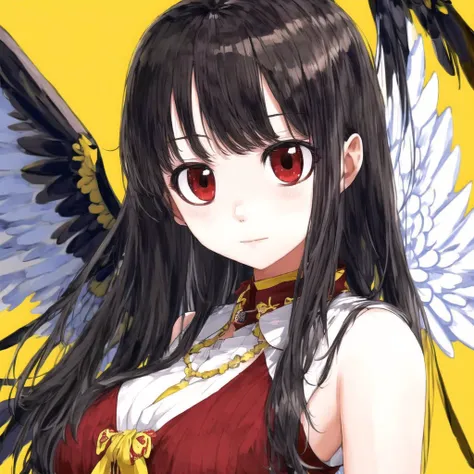 <lora:jun2:1>, jun, highres, red eyes, unyu, wings