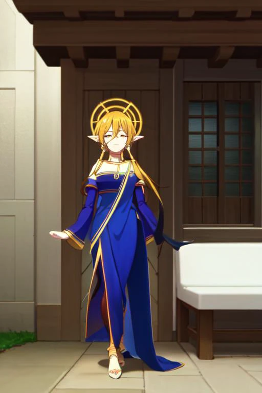 (otherworldly), highly insanely detailed, masterpiece, top quality, best quality, highres, 4k, 8k, RAW photo, (very aesthetic, beautiful and aesthetic), woman, short hair, blonde hair, yellow eyes, long twintails, pointy ears, halo, gold and purple earrings, detached sleeves, gold choker, white and purple robe, robe over one shoulder, gold bracelets, dynamic pose, (sleeping), <lora:Hiya:1>, fantasy city, medieval town, market stall, 
pure red background,transparent background, (fantasy world)âââ