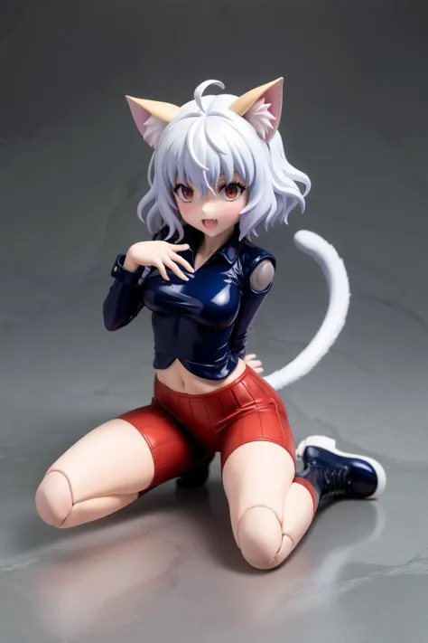 anime style, (dramatic lighting:0.5), best quality, absurdres, masterpiese, highly detailed, BREAK
1girl, solo, excited, aroused, slut, underboob, thicc, BREAK
sexy pose, love hotel, BREAK
blush, deep eyes, symbol-shaped pupils, medium | big breast, skinny, messy hair, very long hair, saturated hair, low twintails, hair between eyes, bangs, heart ahoge, BREAK
cat ears, animal ear fluff, cat tail, fang, :3, (pubic hair:0.9), BREAK
animal collar, fishnet pantyhose, BREAK
<lora:LoRA_Neferpitou:0.8> NeferpitouDef, orange eyes, white hair, short hair, wavy hair, bangs, curly hair, animal ears, hair between eyes, breasts, medium breasts, cat girl, cat tail, tail, cat ears, joints, doll joints, shirt, long sleeves, pantyhose, shorts, collared shirt, blue shirt, spoken question mark, brown shorts, orange shorts, shoes, socks, other focus, hunter x hunter, neferpitou, More doll joints*, (joints:1.4) or (doll joints:1.4)