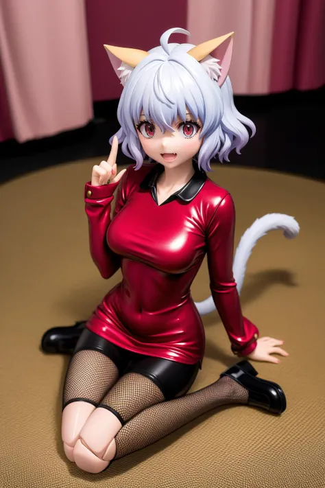 anime style, (dramatic lighting:0.5), best quality, absurdres, masterpiese, highly detailed, BREAK
1girl, solo, excited, aroused, slut, underboob, thicc, BREAK
sexy pose, love hotel, BREAK
blush, deep eyes, symbol-shaped pupils, medium | big breast, skinny, messy hair, very long hair, saturated hair, low twintails, hair between eyes, bangs, heart ahoge, BREAK
cat ears, animal ear fluff, cat tail, fang, :3, (pubic hair:0.9), BREAK
animal collar, fishnet pantyhose, BREAK
<lora:LoRA_Neferpitou:0.8> NeferpitouDef, orange eyes, white hair, short hair, wavy hair, bangs, curly hair, animal ears, hair between eyes, breasts, medium breasts, cat girl, cat tail, tail, cat ears, joints, doll joints, shirt, long sleeves, pantyhose, shorts, collared shirt, blue shirt, spoken question mark, brown shorts, orange shorts, shoes, socks, other focus, hunter x hunter, neferpitou, More doll joints*, (joints:1.4) or (doll joints:1.4)