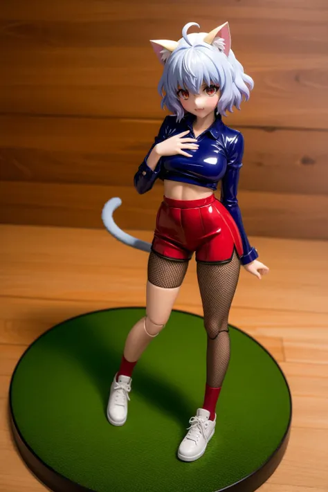 anime style, (dramatic lighting:0.5), best quality, absurdres, masterpiese, highly detailed, BREAK
1girl, solo, excited, aroused, slut, underboob, thicc, BREAK
sexy pose, love hotel, BREAK
blush, deep eyes, symbol-shaped pupils, medium | big breast, skinny, messy hair, very long hair, saturated hair, low twintails, hair between eyes, bangs, heart ahoge, BREAK
cat ears, animal ear fluff, cat tail, fang, :3, (pubic hair:0.9), BREAK
animal collar, fishnet pantyhose, BREAK
<lora:LoRA_Neferpitou:0.8> NeferpitouDef, orange eyes, white hair, short hair, wavy hair, bangs, curly hair, animal ears, hair between eyes, breasts, medium breasts, cat girl, cat tail, tail, cat ears, joints, doll joints, shirt, long sleeves, pantyhose, shorts, collared shirt, blue shirt, spoken question mark, brown shorts, orange shorts, shoes, socks, other focus, hunter x hunter, neferpitou, More doll joints*, (joints:1.4) or (doll joints:1.4)