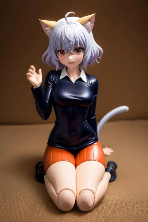 anime style, (dramatic lighting:0.5), best quality, absurdres, masterpiese, highly detailed, BREAK
1girl, solo, excited, aroused, slut, underboob, thicc, BREAK
sexy pose, love hotel, BREAK
blush, deep eyes, symbol-shaped pupils, medium | big breast, skinny, messy hair, very long hair, saturated hair, low twintails, hair between eyes, bangs, heart ahoge, BREAK
cat ears, animal ear fluff, cat tail, fang, :3, (pubic hair:0.9), BREAK
animal collar, fishnet pantyhose, BREAK
<lora:LoRA_Neferpitou:0.8> NeferpitouDef, orange eyes, white hair, short hair, wavy hair, bangs, curly hair, animal ears, hair between eyes, breasts, medium breasts, cat girl, cat tail, tail, cat ears, joints, doll joints, shirt, long sleeves, pantyhose, shorts, collared shirt, blue shirt, spoken question mark, brown shorts, orange shorts, shoes, socks, other focus, hunter x hunter, neferpitou, More doll joints*, (joints:1.4) or (doll joints:1.4)