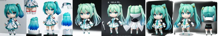 highly insanely detailed, masterpiece, top quality, best quality, highres, 4k, 8k, RAW photo, (very aesthetic, beautiful and aesthetic), miku, Hatsune Miku, guge, 1girl, looking at viewer, white background, standing, full body, chibi, multiple views, reference sheet,
<lora:Spine animationV1beta:1>