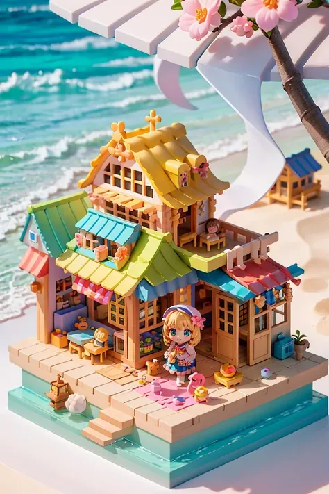 (masterpiece, best quality, ultra detailed, hyper realistic, photo), delicate pattern, detailed background, 
super fine concept art, 
LITTLE HOUSE, <lora:20231023-1698031124661:0.5>,
cute, 3d, chibi, toys, beach,
1girl, solo, smile, 
background bokeh, dim natural lighting, shallow depth of field,