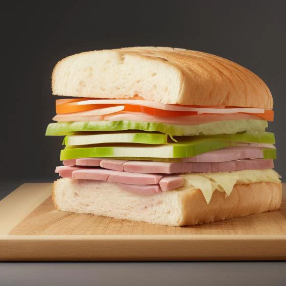 Stunning portrait of a ham sandwich