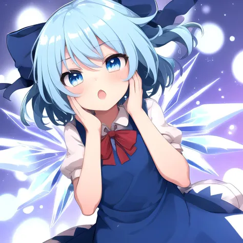 Anime girl with blue hair and blue eyes in a blue dress - SeaArt AI