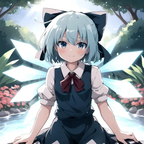 (SLE, mksks style),
1girl, cirno, cirno 4rt, ice wings, smiling, garden, pond, flowers,
<lora:cirno_2-07:0.7>,
vivid colours, vivid lights, cinematic lighting, frog,