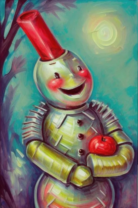 <lora:envybetterhandsLocon_alpha3:1>, <lora:BrandiMilne:.7>, brandimilne, painting of a strange tin man