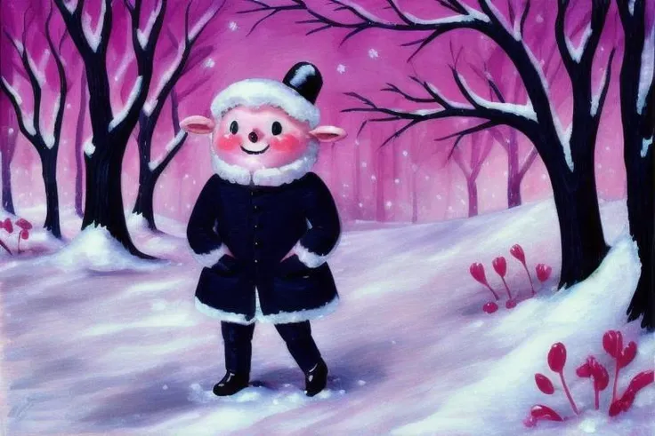 <lora:envybetterhandsLocon_alpha3:1> <lora:BrandiMilne:.7>, brandimilne, a cute sheepman in the snow, snowing
