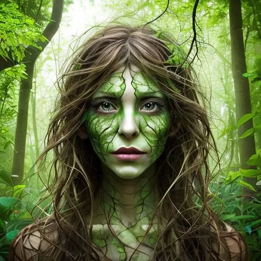 woman slowly transforms into nature