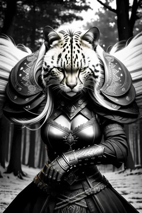 ((low contrast)) ,animalrizz <lora:animal_model:0.7> cheetah (masterpiece), best quality, ultra high res, slim body, warrior girl, long hair, looking at viewer, (dynamic pose), (dramatic angle), (dark armor, full gauntlets), Dr490nSc4leAI, (outdoors, forest, wilderness), photon mapping, radiosity, physically-based rendering, cinematic lighting, intricate, High Detail, Sharp focus, dramatic,v