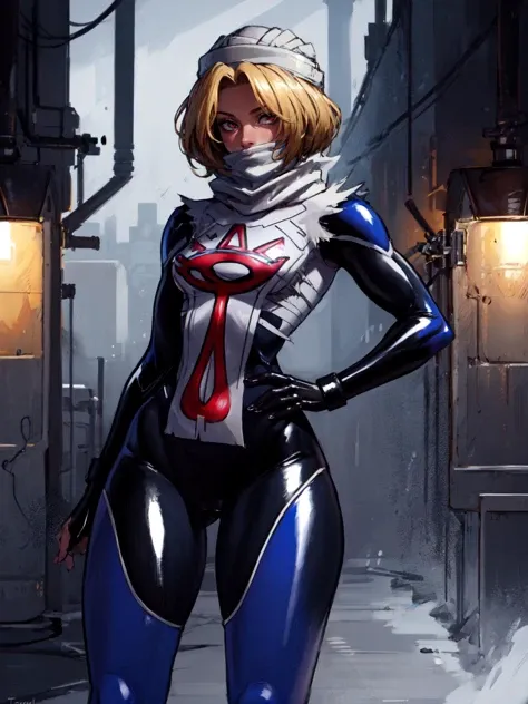 (masterpiece:1.2), (best quality:1.2), sharp focus, (8k), beautiful, high quality, (highres:1.1), detailed, extremely detailed 4K, extremely detailed, intricate, hyper detailed, illustration, soft lighting, high resolution, sharp detail, perfect lighting, <lora:tool_addDetail:0.25>,
perfect eyes, perfect face, (1girl, solo, adult female, mature female), (realistic skin texture),
<lora:style_tesomuLatex:0.65> tesomu, latex,
small breasts, muscular, (leg muscles:1.2), biceps,
<lora:character_sheikZelda:0.9> lozSheik, turban, covered mouth, scarf, shiny latex blue bodysuit, surcoat, bandages,
cameloe, sexy pose, standing, ass visible between thighs, hand on hip,