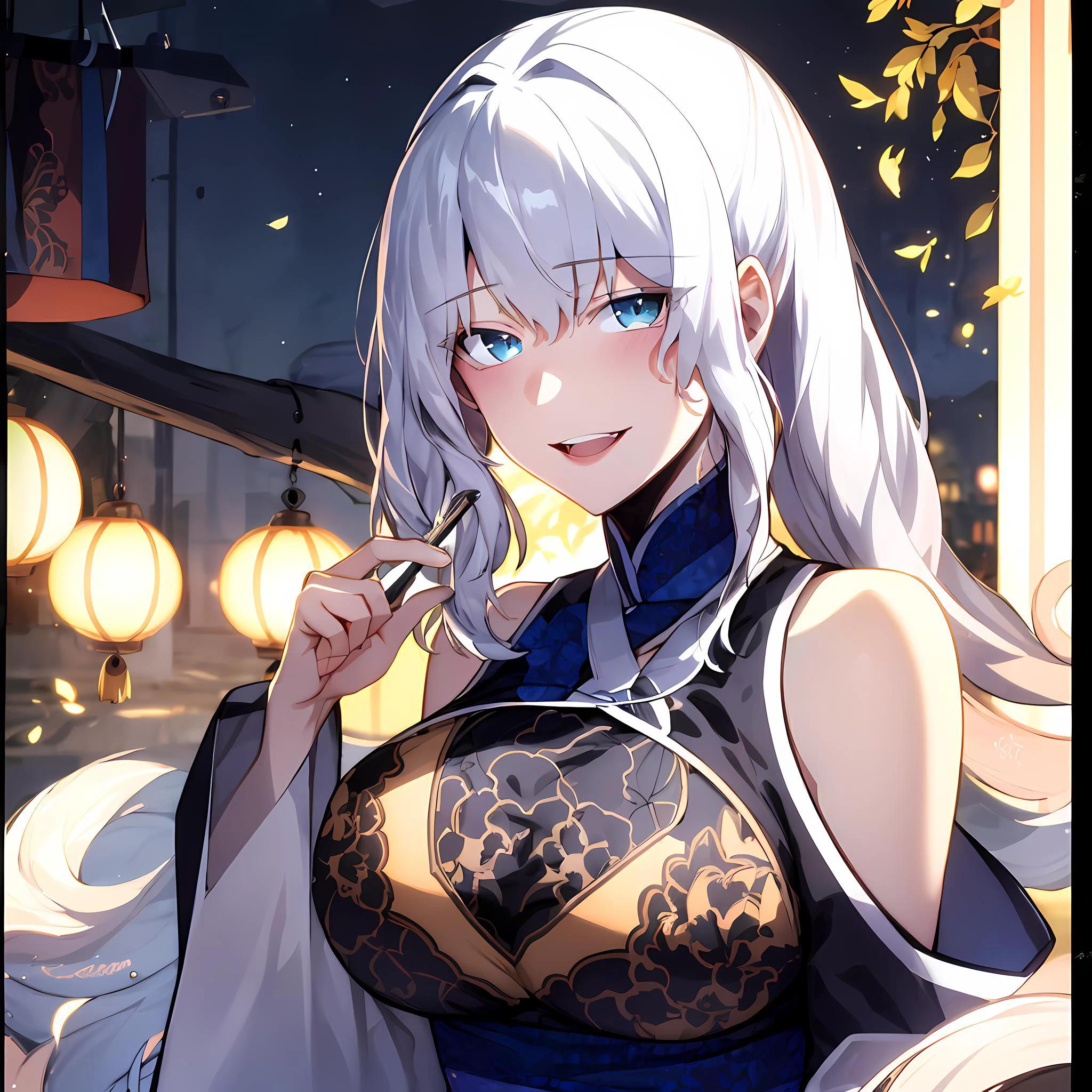 (masterpiece:1.2, best quality), (finely detailed beautiful eyes: 1.2), ( beautiful detailed eyes). solo focus, girl focus, happy, smile. blush,1girl, talaris , let down hair, long hair, chinese clothes dress, clothing cutout,bare shoulders , milf, mature female, large breasts, High contrast, beautiful elegant woman, adult, (best illumination, an extremely delicate and beautiful),(amazing backround, outdoors, modern day), modern, looking at viewer,beautiful detailed glow,