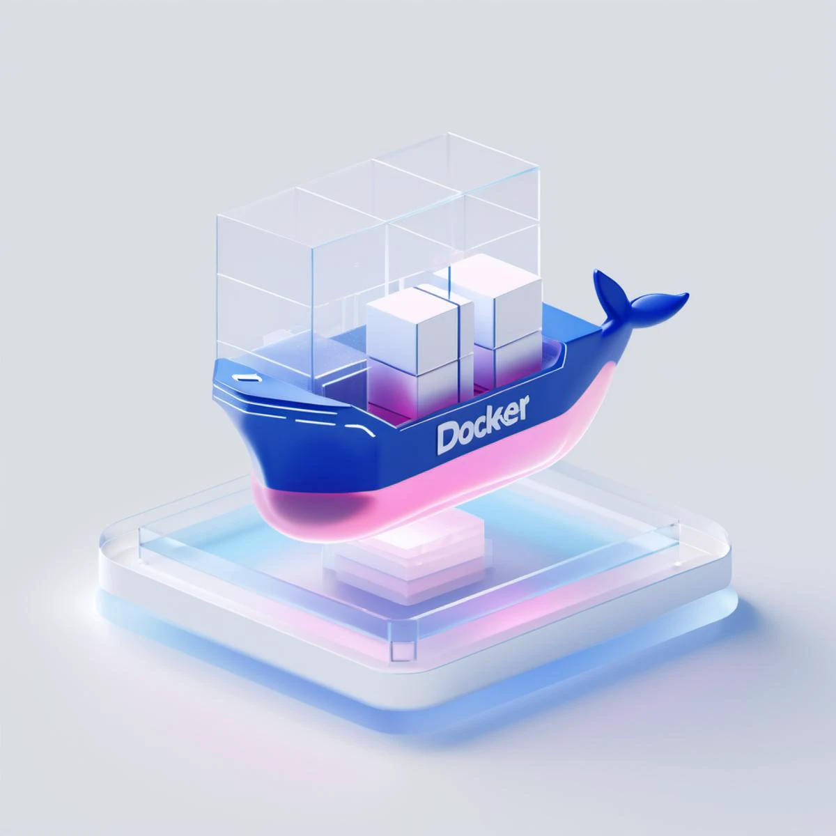 ((best quality, masterpiece)), blender, octane render, C4D, icon, (docker:1.8), whale transparent glass texture, pink, frosted glass, transparent technology sense, studio_light, (Exquisite details, stunning details:1.2), flowing blue light, isometric, (white background:1.5), simple background,high contrast <lora:NewsafeiconV2.1:1> <lora:xl_more_art-full_v1:0.4>