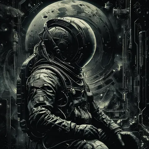 impactful paint of a spaceman on the moon <lora:The_Dark_Side_Of_The_Future:1.0>, highly detailed, 8k, sharp, professional, clear, high contrast, high saturated, , vivid deep blacks, crystal clear