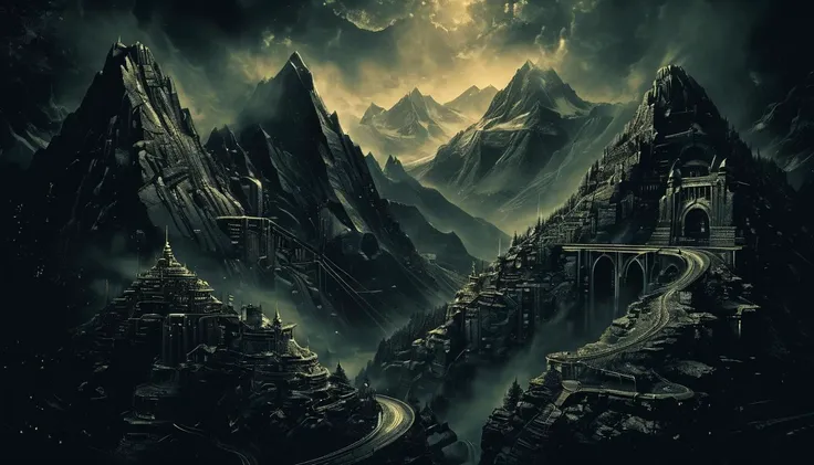 impactful paint of mountain landscape <lora:The_Dark_Side_Of_The_Future:1.0>, highly detailed, 8k, sharp, professional, clear, high contrast, high saturated, , vivid deep blacks, crystal clear