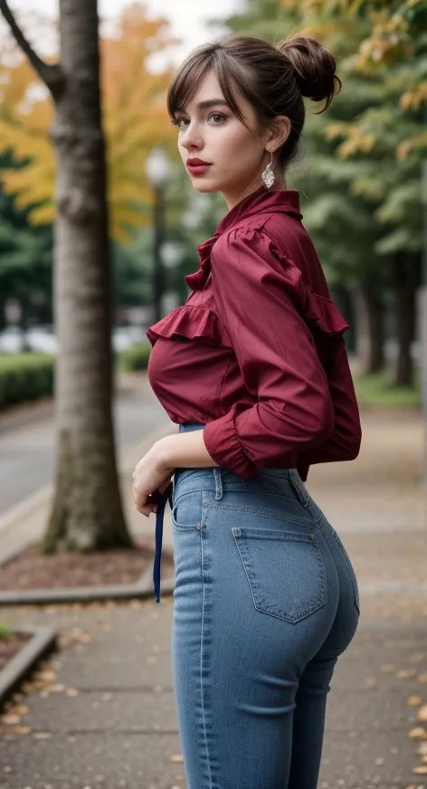 EmiliaClarke,a woman wearing peplum top and skinny jeans, (urban alleyway:0.8), (golden hour:0.5) <lora:EmiliaClarke:0.8>