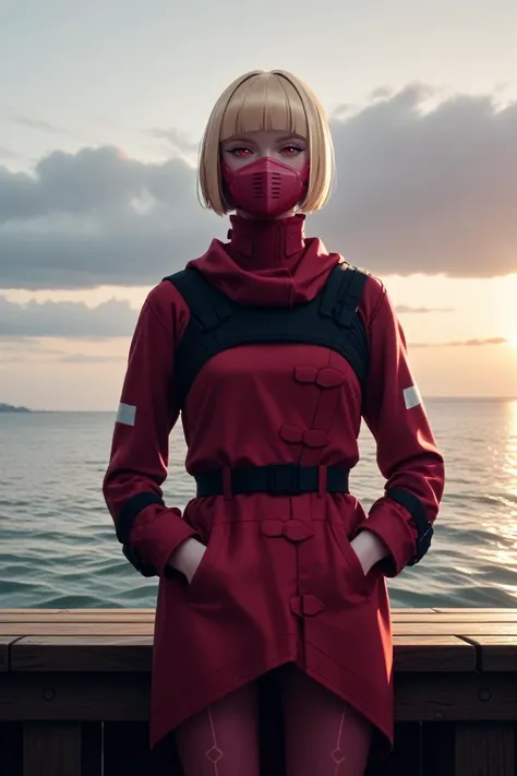 score_9, score_8_up, score_7_up, score_6_up
<lora:ERKiwi:1.0>
ERKiwi, 1girl, blonde hair, short hair, red eyes, colored sclera, blunt bangs, mouth mask, looking at viewer, standing on a pier, looking out at the ocean, hands in pockets, overcast sky with hints of sunlight breaking through, calm and introspective atmosphere