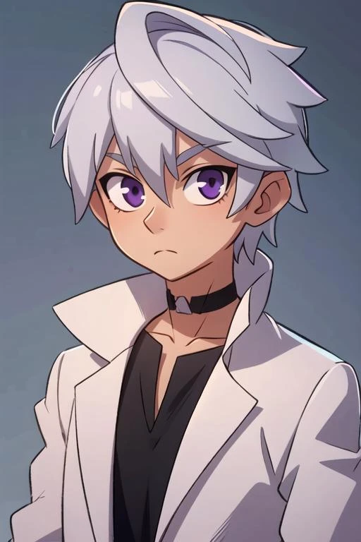 masterpiece, best quality, illustration, 1boy, solo, male focus, looking at viewer, upper body, , <lora:liu_mi:0.74>, liu_mi, grey hair, purple eyes, , ,