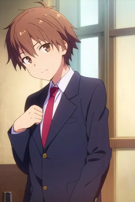 masterpiece, best quality, , 1boy, solo, male focus, looking at viewer, , , <lora:sorata_kanda:0.66>, sorata_kanda, brown hair, brown eyes, formal, necktie, dress shirt,